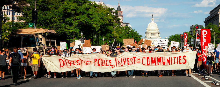 Washington, DC, USA - June 12, 2020: Protesters march down Pennsylvania Avenue in support of funding for communities Photo credit: Allison C. Bailey
